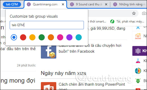 Đặt tên cho từng tab 