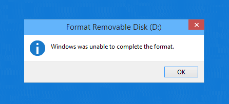 Lỗi “Windows was unable to complete the format"