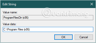 Thay đổi giá trị trong khung Value Data của ProgramFilesDir (x86) thành C:\Program Files (x86)