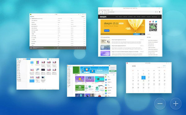 Giao diện đa nhiệm trên hệ điều hành Deepin V15.11.