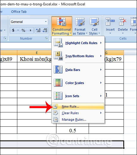 Cách tự động tạo viền ô có giá trị trong Excel