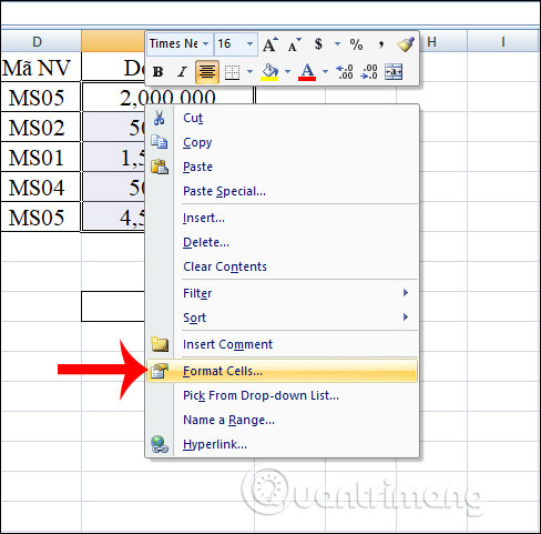 Cách tạo khoảng cách giữa chữ và viền ô trong Excel