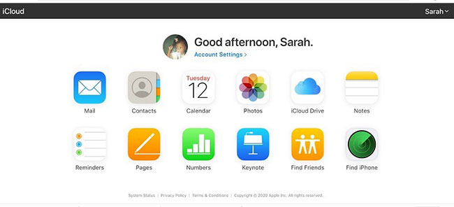 Dùng iCloud trên web