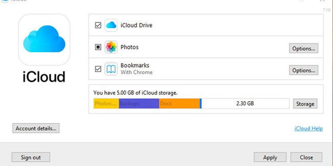 Cài iCloud cho Windows