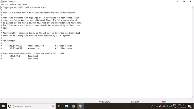 Thay đổi file HOSTS