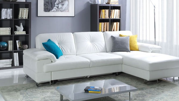 Sofa thiết kế dạng góc với màu trắng sang trọng
