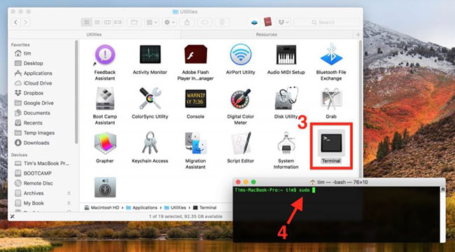 Gõ sudo theo sau là khoảng trắng