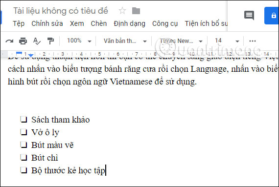 Cách tạo checklist trong Google Docs - Ảnh minh hoạ 2