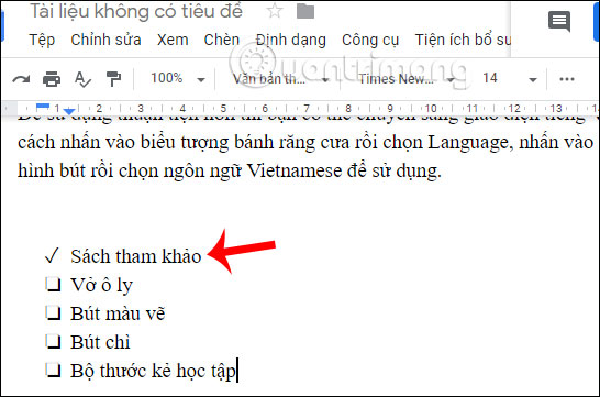 Cách tạo checklist trong Google Docs - Ảnh minh hoạ 4