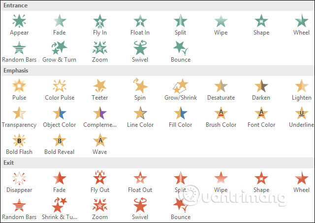 Nhấn vào ảnh để phóng to Chọn hiệu ứng hiển thị