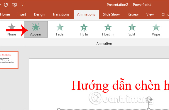 Nhấn vào ảnh để phóng to Hiệu ứng xuất hiện