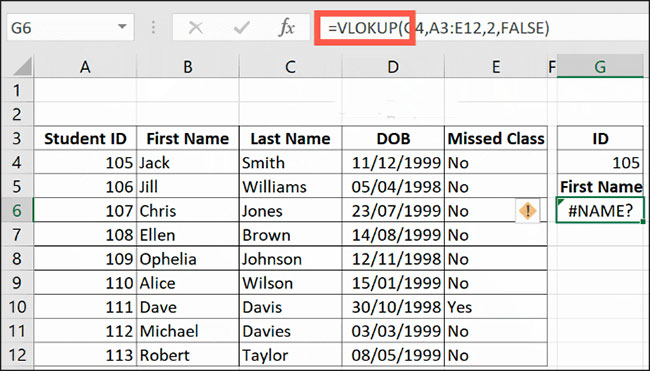Cách khắc phục lỗi VLOOKUP trong Excel