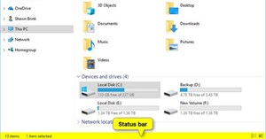 Cách ẩn/hiện thanh trạng thái trong File Explorer trên Windows 10