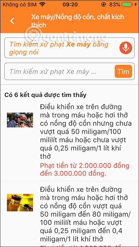 Nội dung các mức phạt xe máy