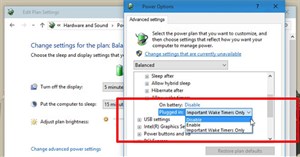 Cách thêm/xóa "Allow wake timers" khỏi Power Options trong Windows 10