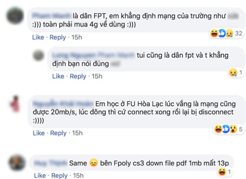 Chất lượng mạng tại trường Đại học FPT bị phàn nàn rất nhiều.