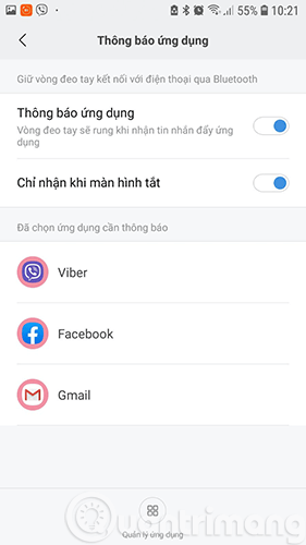 Chọn ứng dụng nhận thông báo trên Mi Band 4