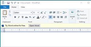 Microsoft đang thử nghiệm quảng cáo trong WordPad trên Windows 10