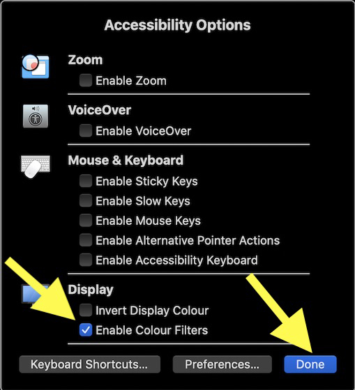 Bật/tắt nhanh Color Filters trên macOS bằng shortcut Accessibility