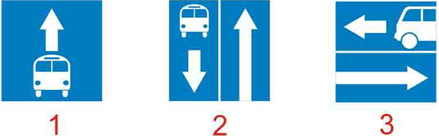 Câu hỏi 23: Biển nào báo hiệu đường có làn đường dành cho ô tô khách?