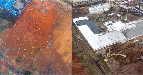 Video Vũ Hán xây dựng thần tốc bệnh viện dã chiến để đối phó virus corona