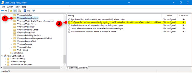 Cách cấu hình chế độ tự động đăng nhập và khóa sau khi khởi động lại trong Windows 10