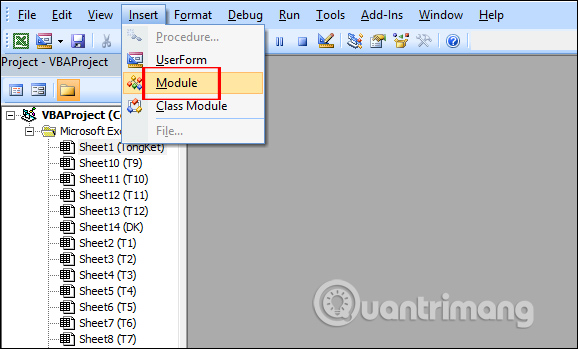 Mở trình nhập code 