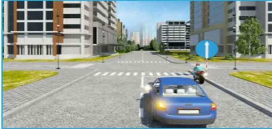 Câu hỏi 26: Theo tín hiệu đèn của xe cơ giới, xe nào vi phạm quy tắc giao thông?