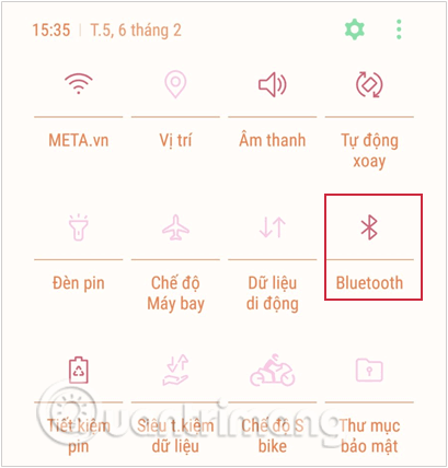 Bật Bluetooth từ trung tâm thông báo