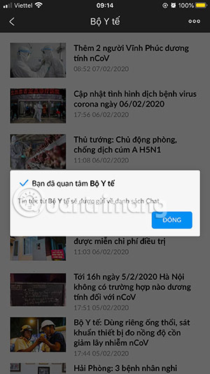 dịch viêm phổi zalo