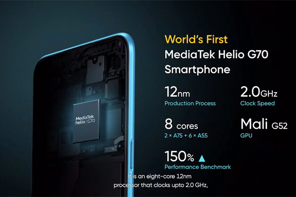 Realme C3 được trang bị chip MediaTek Helio G70