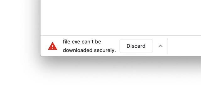 Thông báo chặn tải file .exe trên Chrome