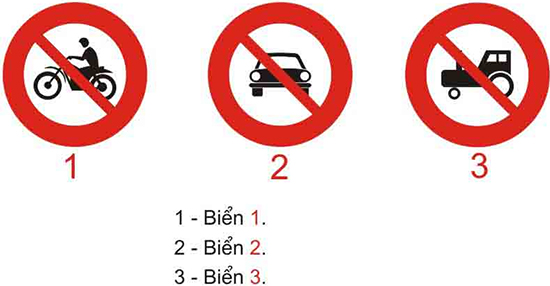 Câu hỏi 19: Biển nào báo hiệu cấm xe mô tô hai bánh đi vào?