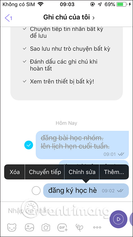 Tùy chọn ghi chú