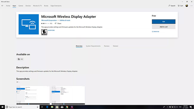 Cài đặt ứng dụng Microsoft Wireless Display Adapter