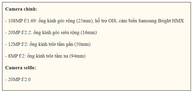Thông số của 4 camera ở mặt sau của bộ đôi Mi 10/Mi 10 Pro