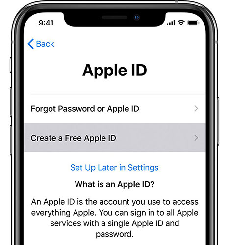 Create an Apple ID when setting up a new device
