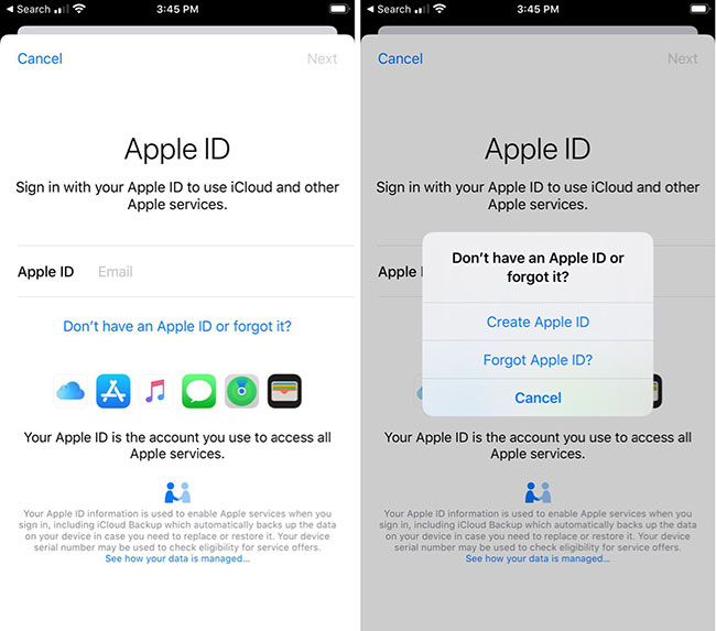 Create an Apple ID with the Settings app
