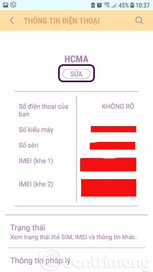 Chọn Sửa để đổi tên