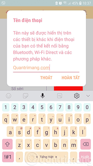 Đặt tên mới cho điện thoại