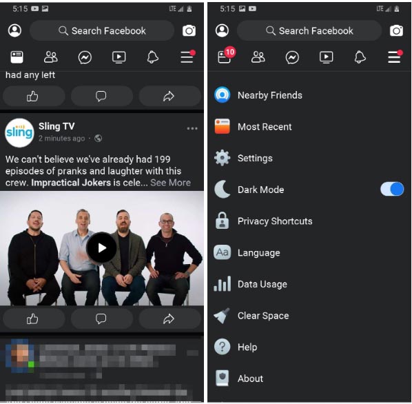 Bật Dark Mode trên Facebook Lite