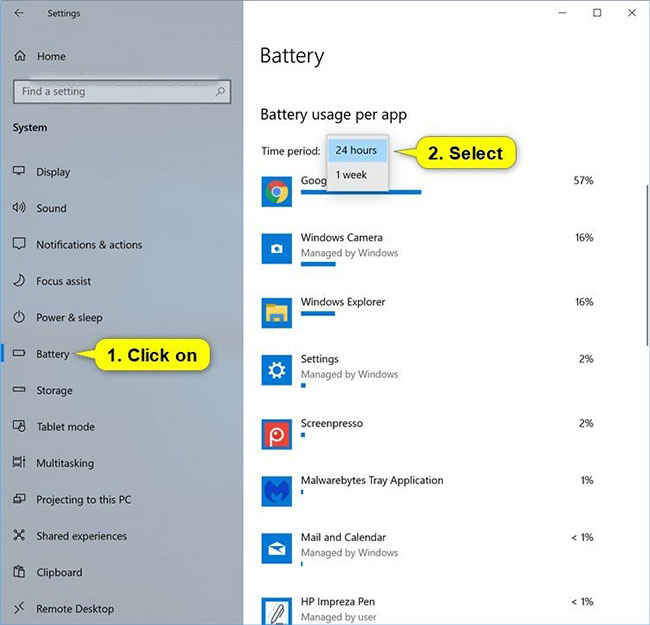 Cách quản lý việc sử dụng pin cho mỗi ứng dụng trên Windows 10