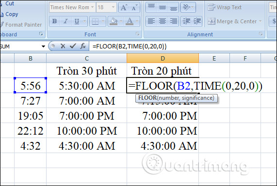 Cách làm tròn thời gian 30 phút hoặc 15 phút trong Excel - Ảnh minh hoạ 7