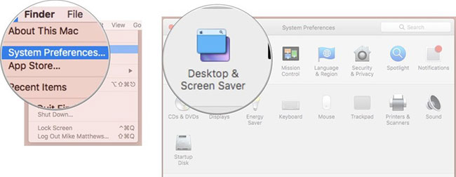 Nhấp vào Desktop and Screen Saver