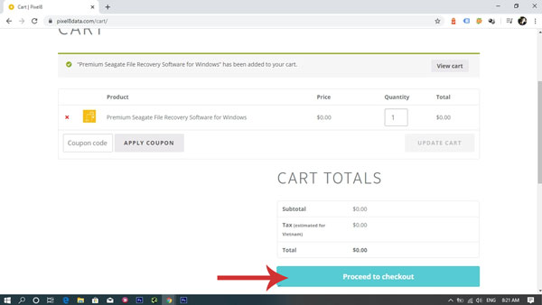 Kích vào ô Proceed to checkout