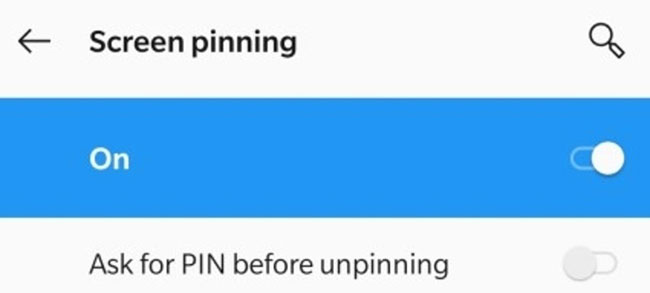 Bật “Screen Pinning”