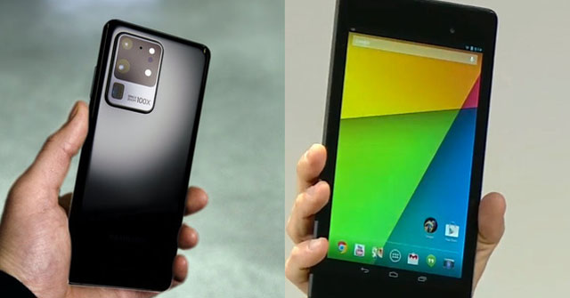 Galaxy S20 Ultra màn hình 6.9 inch và Nexus 7 màn hình 7 inch