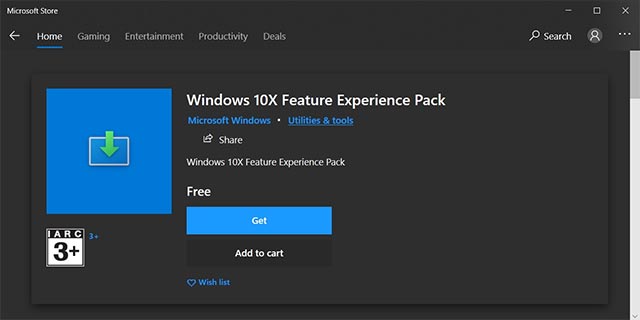 Windows 10X Feature Experience Pack