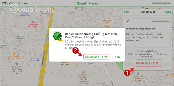 Tắt chế độ mất trên Find My iPhone