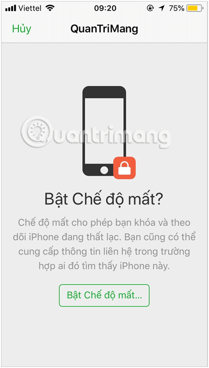 Chế độ mất trong Tìm iPhone